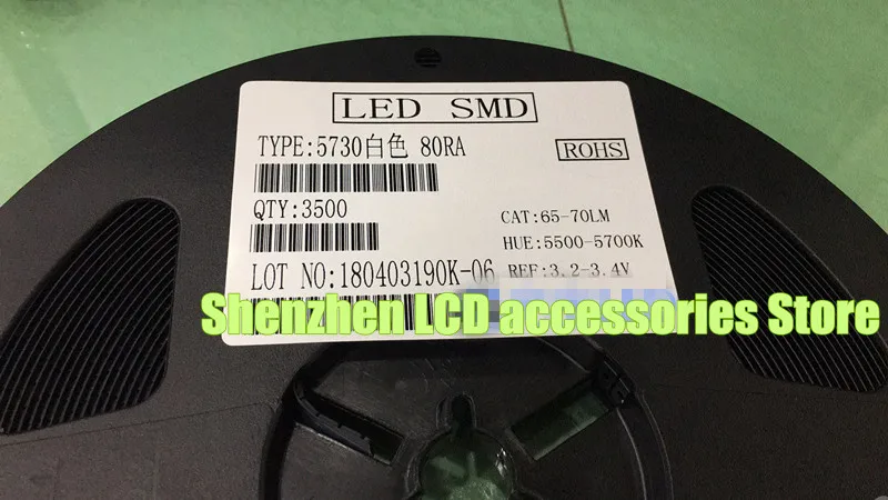 100 개/몫 led smd 5730 화이트 퓨어 화이트 0.5 w 5500 k 색 온도 사진 램프 65-70lm 80ra