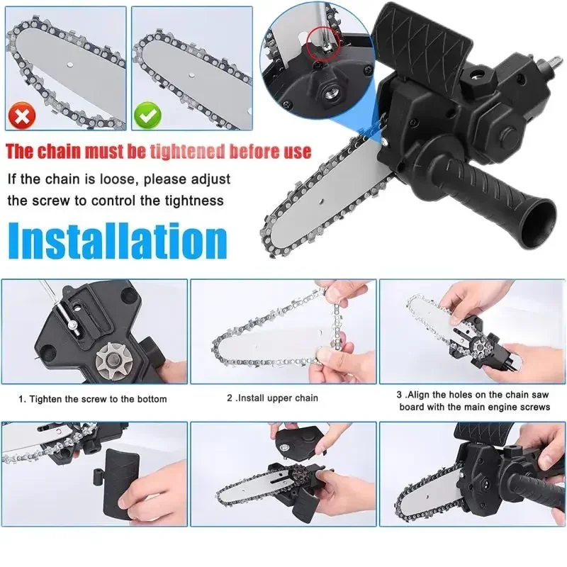 Imagem -04 - Elétrica Broca Conversão Chain Saw Adapter Tool Início Portátil Mini Chainsaw Carpintaria Corte e Ferramenta de Corte 6