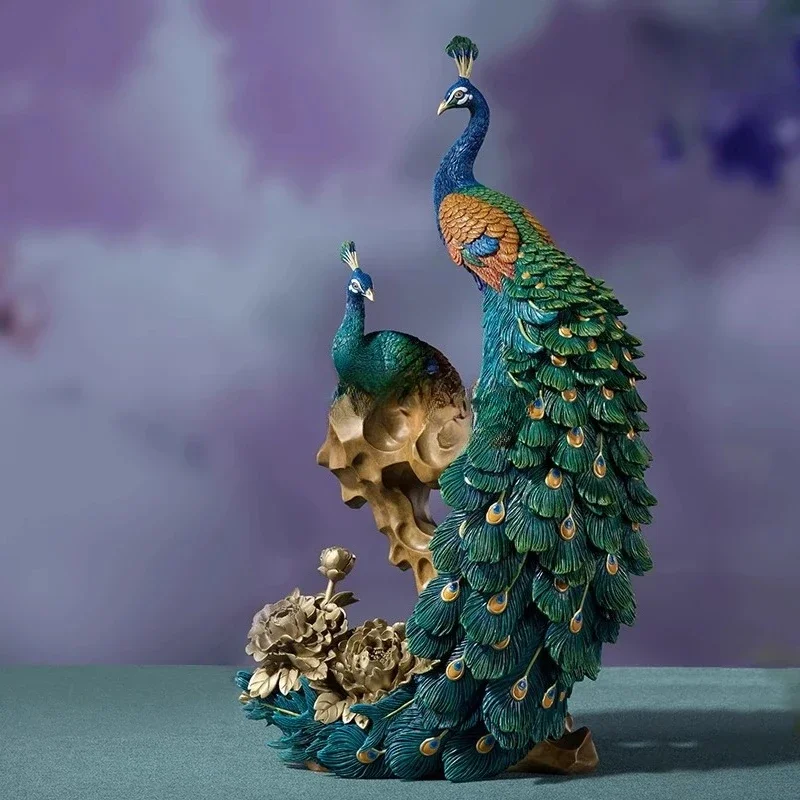 AALiving Room Desktop Copper Peacock Ornament, Home Decoration Crafts