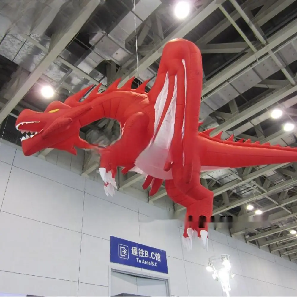 Hanging Red Flying With Wings Inflatable Dragon Animal Mascot For Stage Events Party Exhibition Decoration