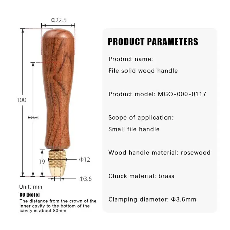 For Small Files DIY Tool Accessories Wood File Handle Wooden Handles With Brass Collet Chuck