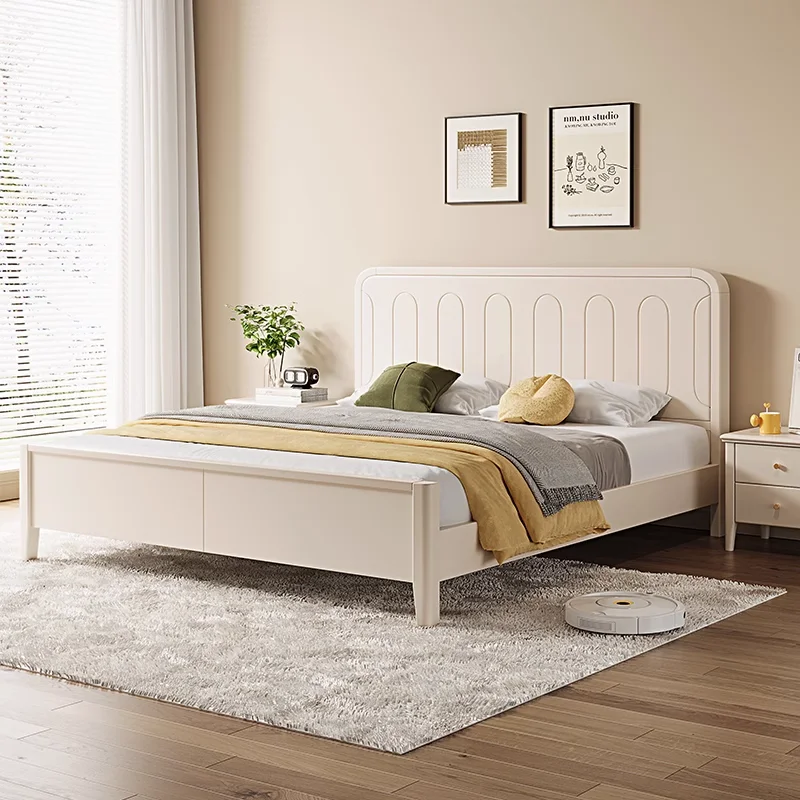 Modern Nordic Marriage Bed Minimalist Aesthetic Queen Size Bedroom Bed Lounge Wood Cama Elastica Pula Pula Hotel Furniture