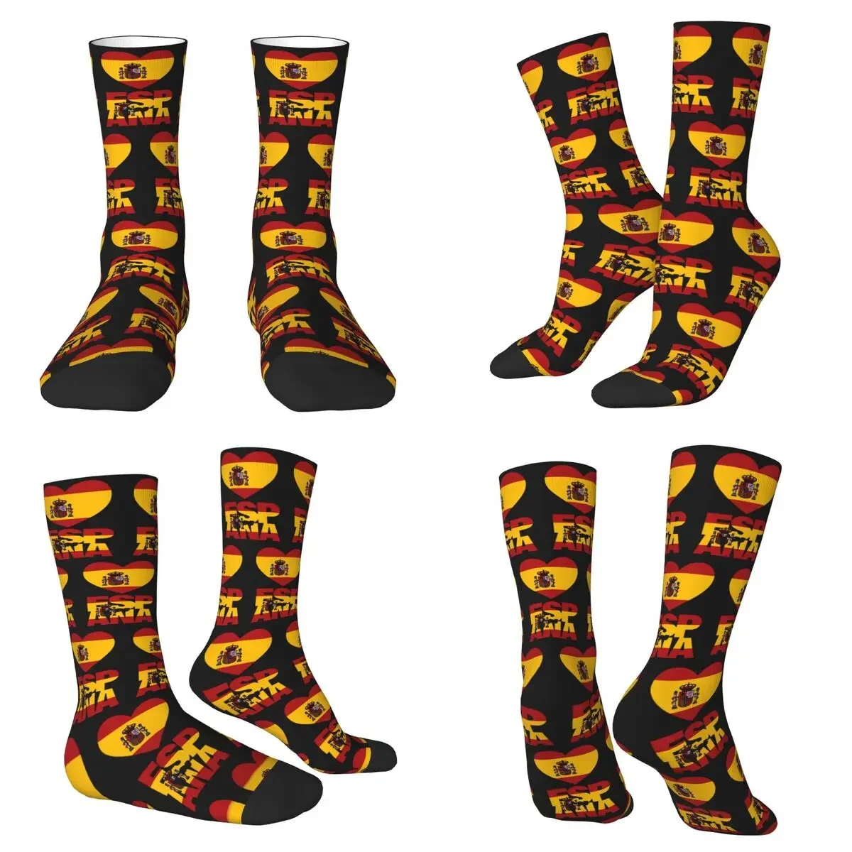 

Spain Flag Map Socks Harajuku Sweat Absorbing Stockings All Season Long Socks for Unisex Valentine's Day Gifts