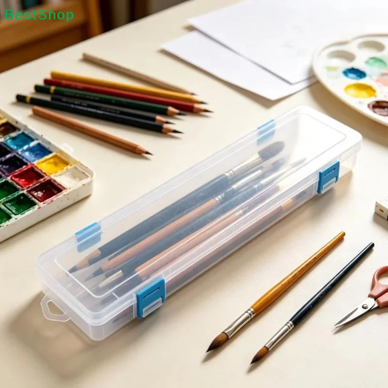White Plastic Storage Box Multifunctional Organizer For Painting Drawing Sewing Hand Tools Brushes Pens Pencils