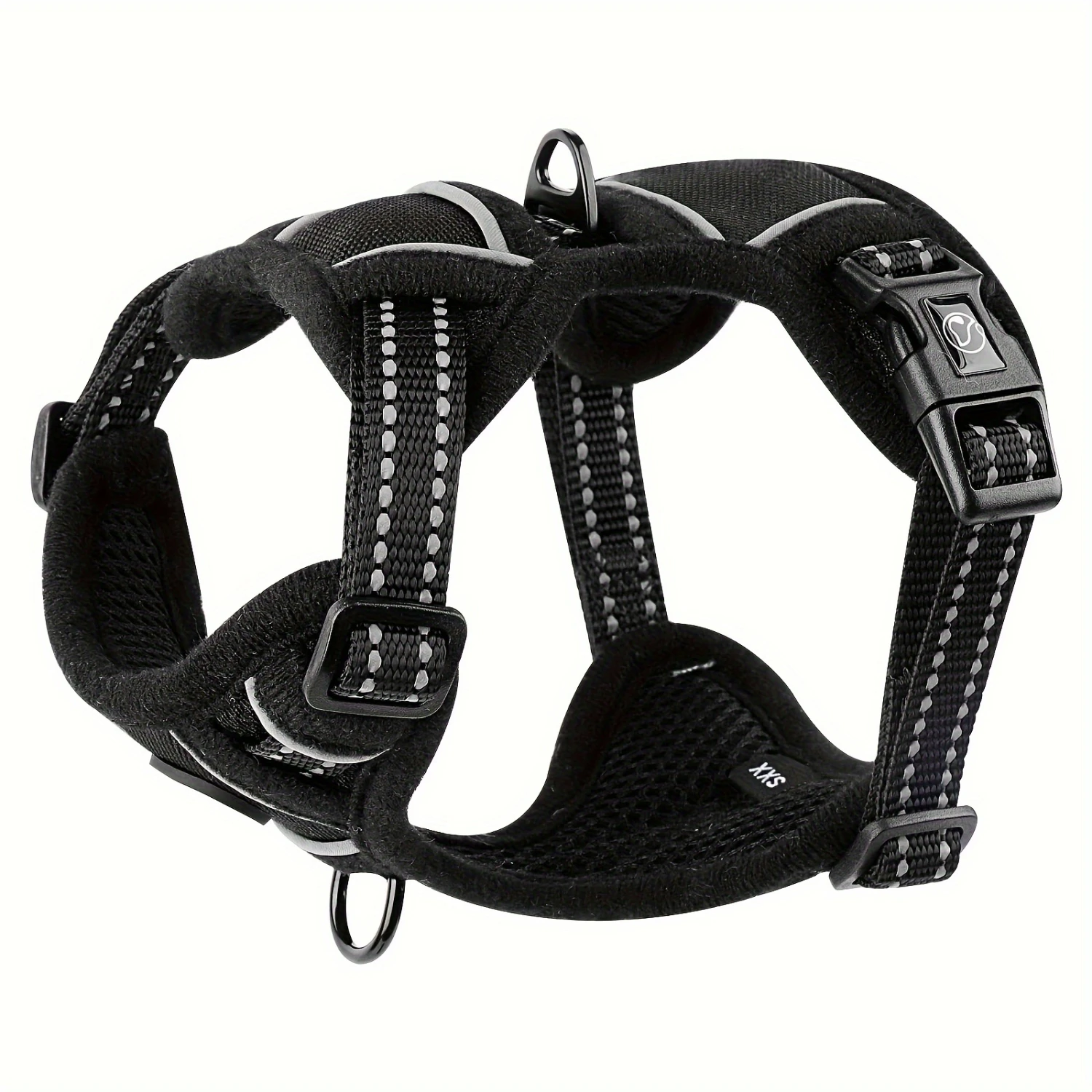 Harnais en maille douce pour petit chien, gilet rembourré confortable pour chiot et chat, sans traction, noir