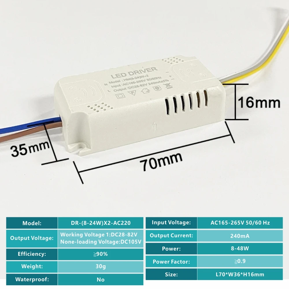 LED Lighting Transfermer (8-80W)*2 for Double Color Ceiling Downlights 2 Channel DC28-245V 240mA,Input AC165-265 Lamp Driver