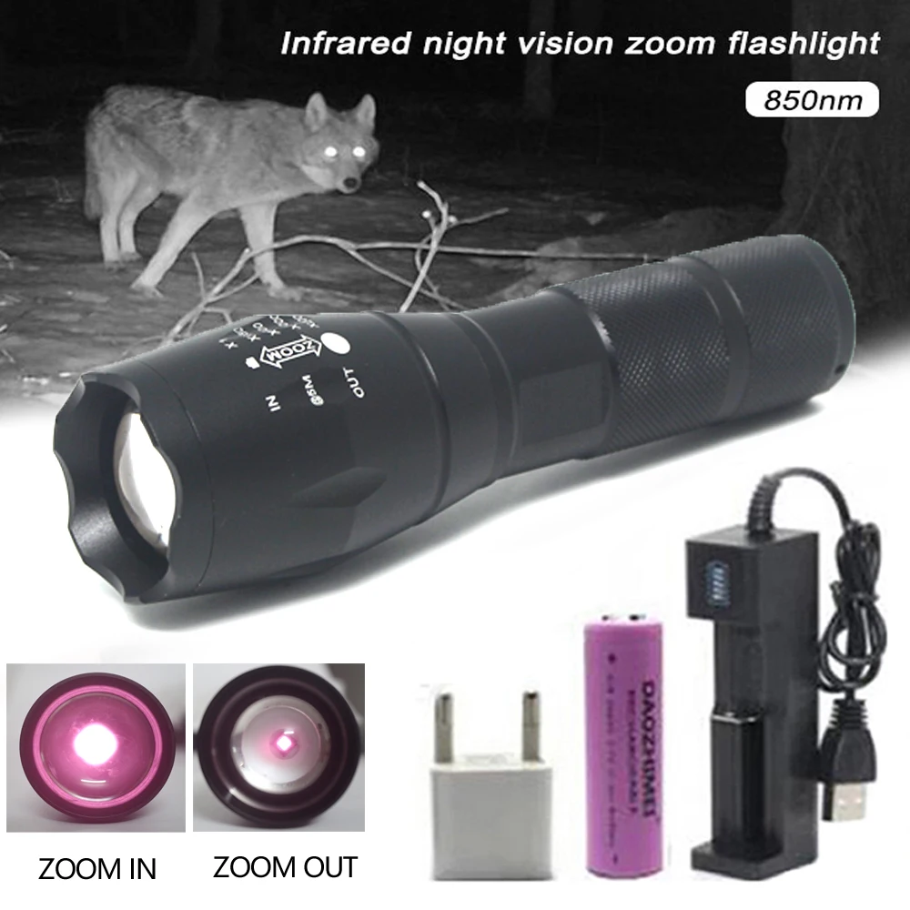 Professional Night Vision Hunting Torch 5W IR850NM Tactical Infrared Radiation Zoomable Waterproof  Traveling, Hiking.camping