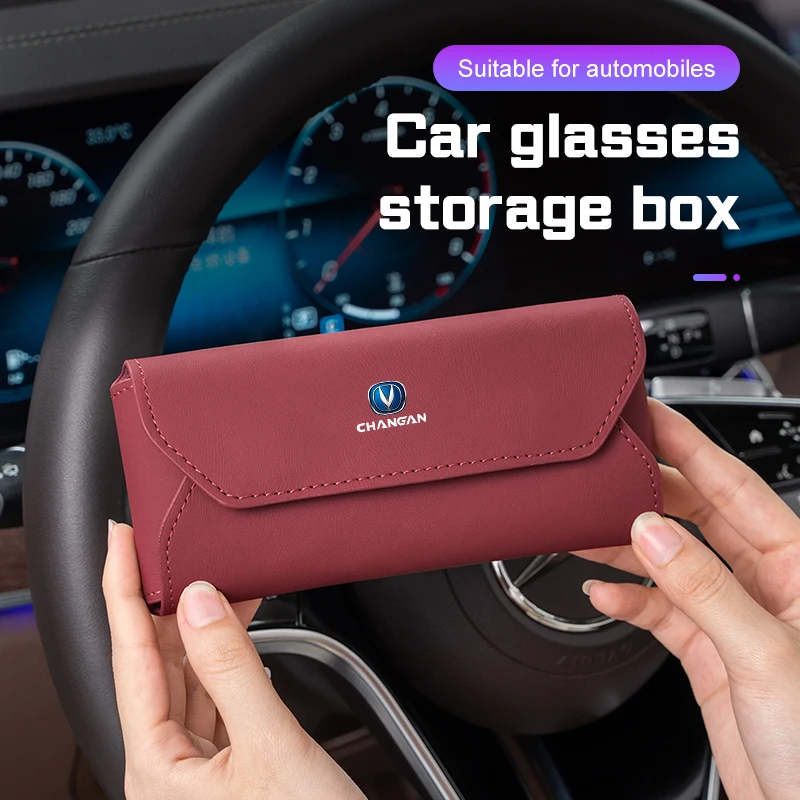 

Leather Car Glasses Case for Changan CS35 CS55 CS75 CS95 PLUS Eado UNIT UNIK Sun Visor Sunglasses Box Clip Storage Accessories