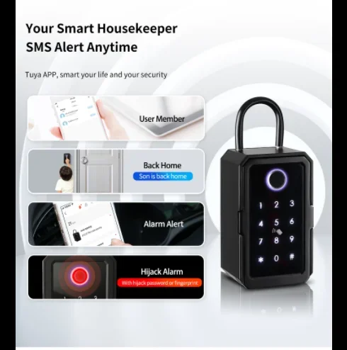 Tuya smart fingerprint key box Tongtong lock blue-tooth password storage box Wall-mounted decoration key storage box