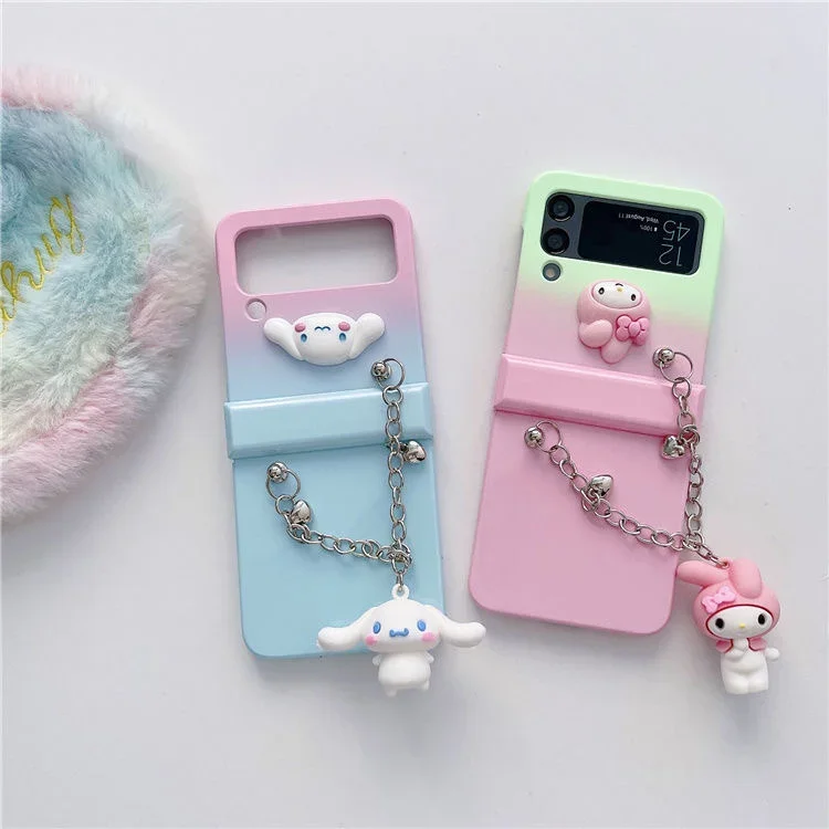 

Sanrio Cinnamoroll My Melody 3D Doll Hand Chain Phone Case For Samsung Galaxy Z Flip 3 4 5G ZFlip3 ZFlip4 Flip3 Flip4 Cover