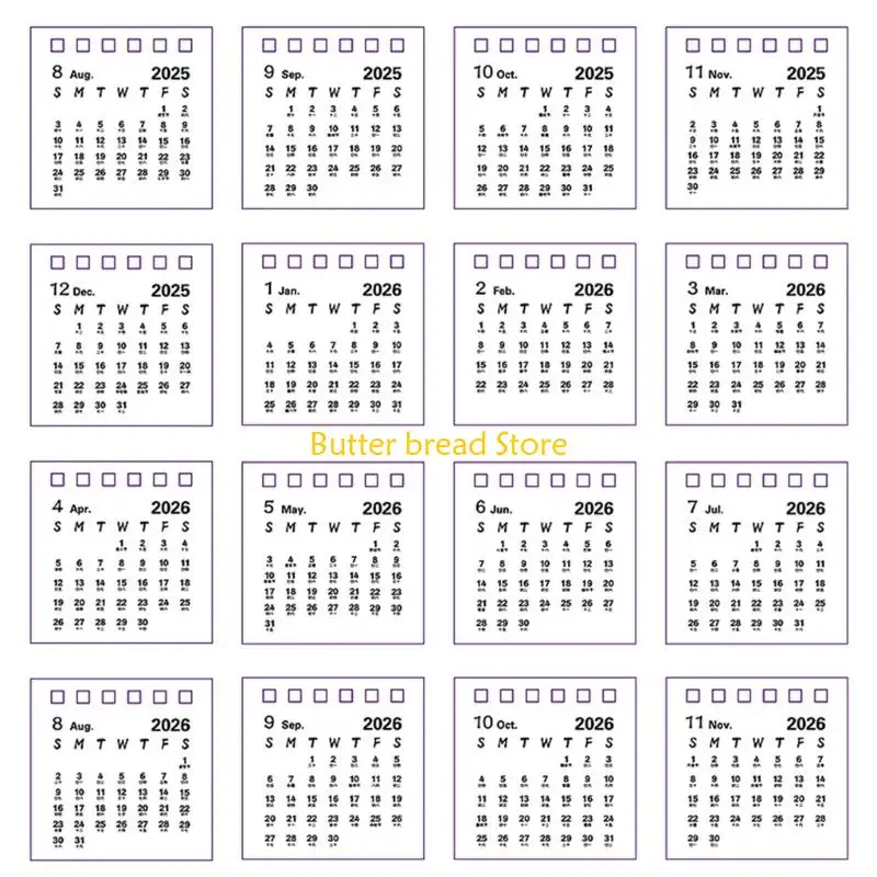 W89C 2026 Calendario escritorio desde agosto 2025 hasta diciembre 2026 Calendario mensual enlace bobina doble