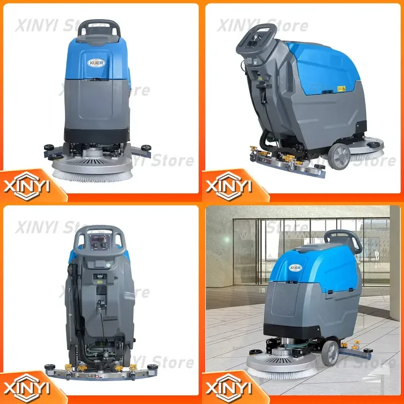 Walk-Behind Compact Floor Scrubber for Commercial Cleaning with 450W Vacuum Brush Motor for Hardwood Tile Vinyl Concrete
