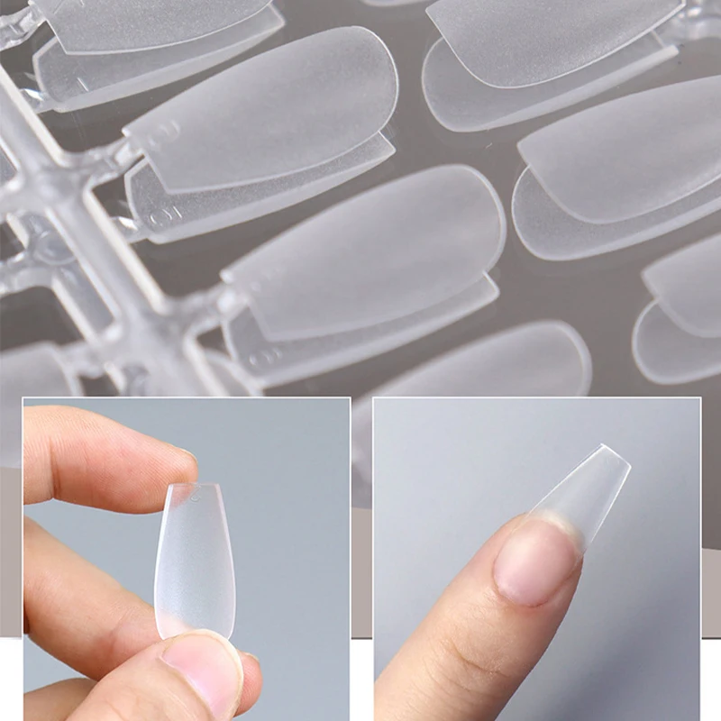 100pcs False Nails Transparent Press On Nails Coverage False Nails Tips Short T-shaped Water Drop Full Sticker For Nails