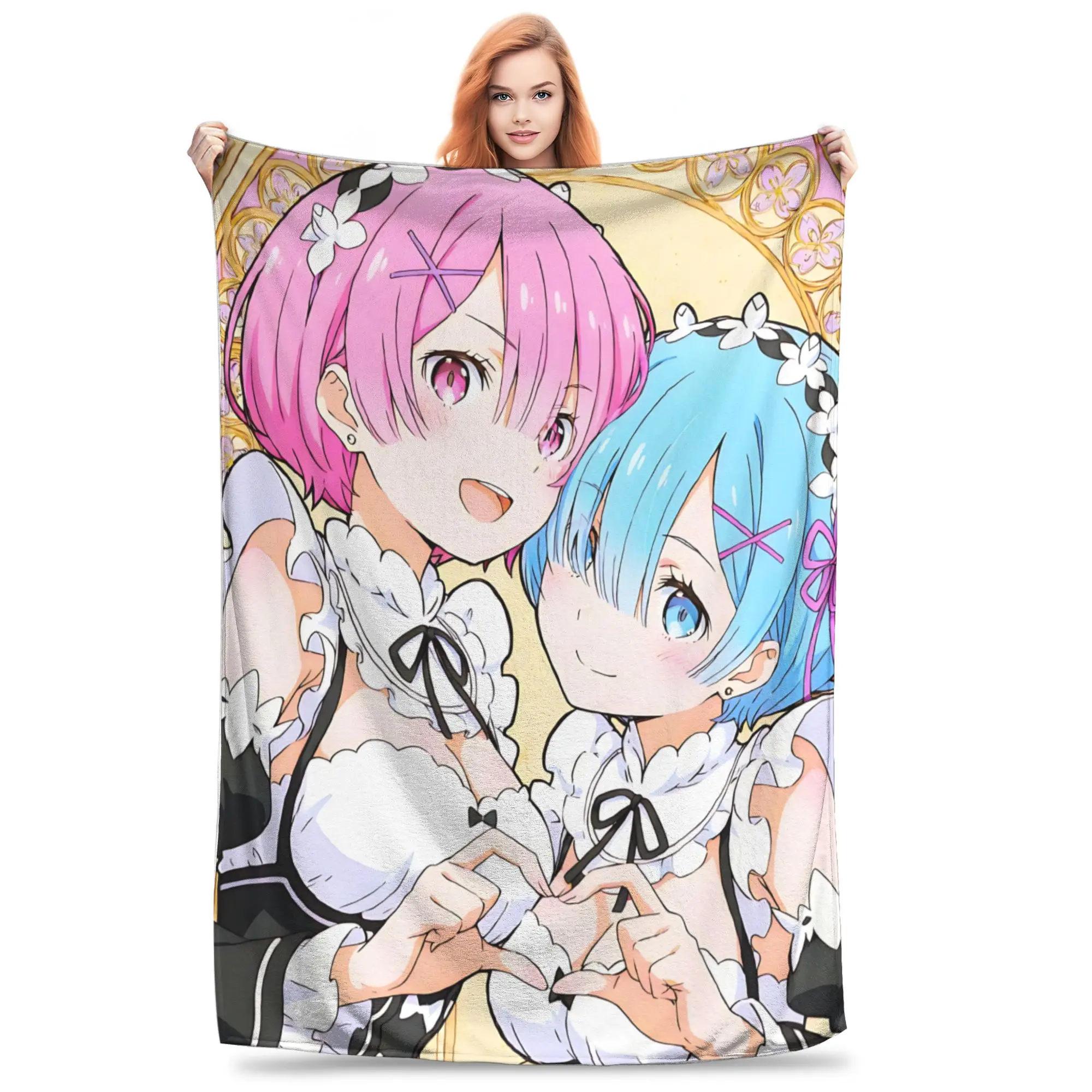 1PC home Cutecore Re Zero Rem Ram  Blanket Super Cosy Plush Home Living Room Sofa halloween