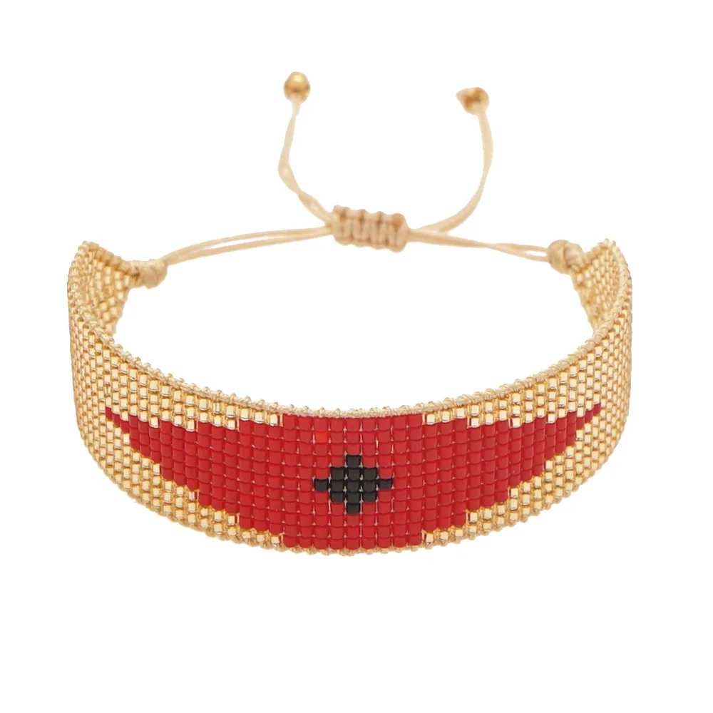 

Bohemia Rice bead bracelet Adjustable Geometry Rhombus Color mixing Hand-woven Creativity Fashion Beaded bracelet Personality