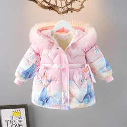 Anime Kuromi Melody Sanrioed Winter Plush Coat Korean Style Princess Girls Kids Hooded Down Kawaii Clothes Infant Warm Outwear