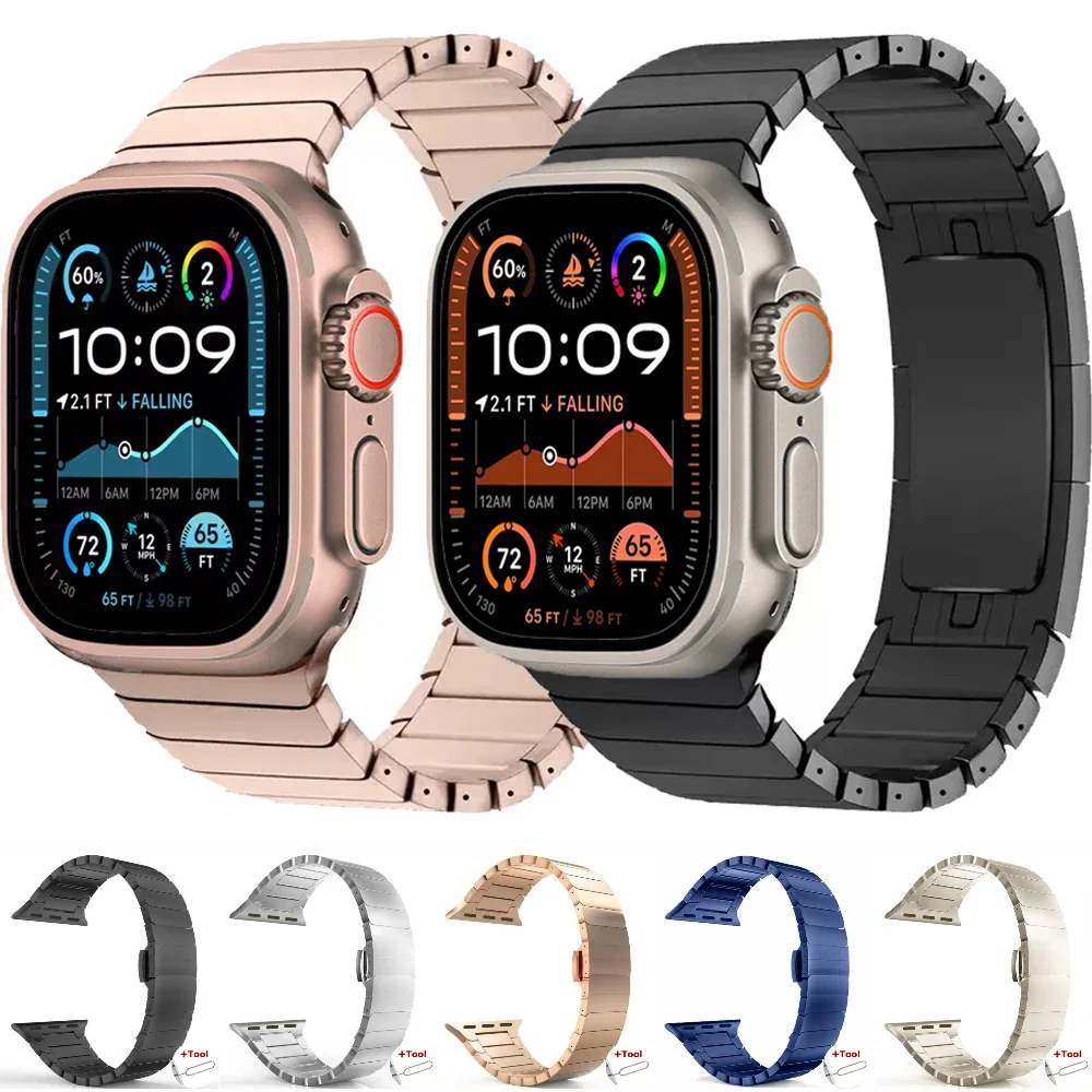 Stainless Steel Strap for Apple Watch Band Ultra 2 49mm 46mm 42mm 45mm 41mm 44mm 40mm Metal Link Band for iWatch 10 9 8 7 6 5 SE