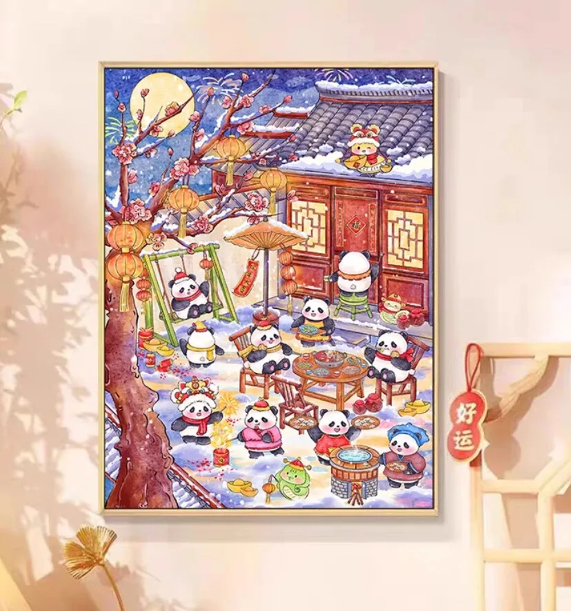 

9ct 100x75cm Новогодняя вышивка панды DIY печатные наборы для вышивки крестом набор для рукоделия домашний декор поделки