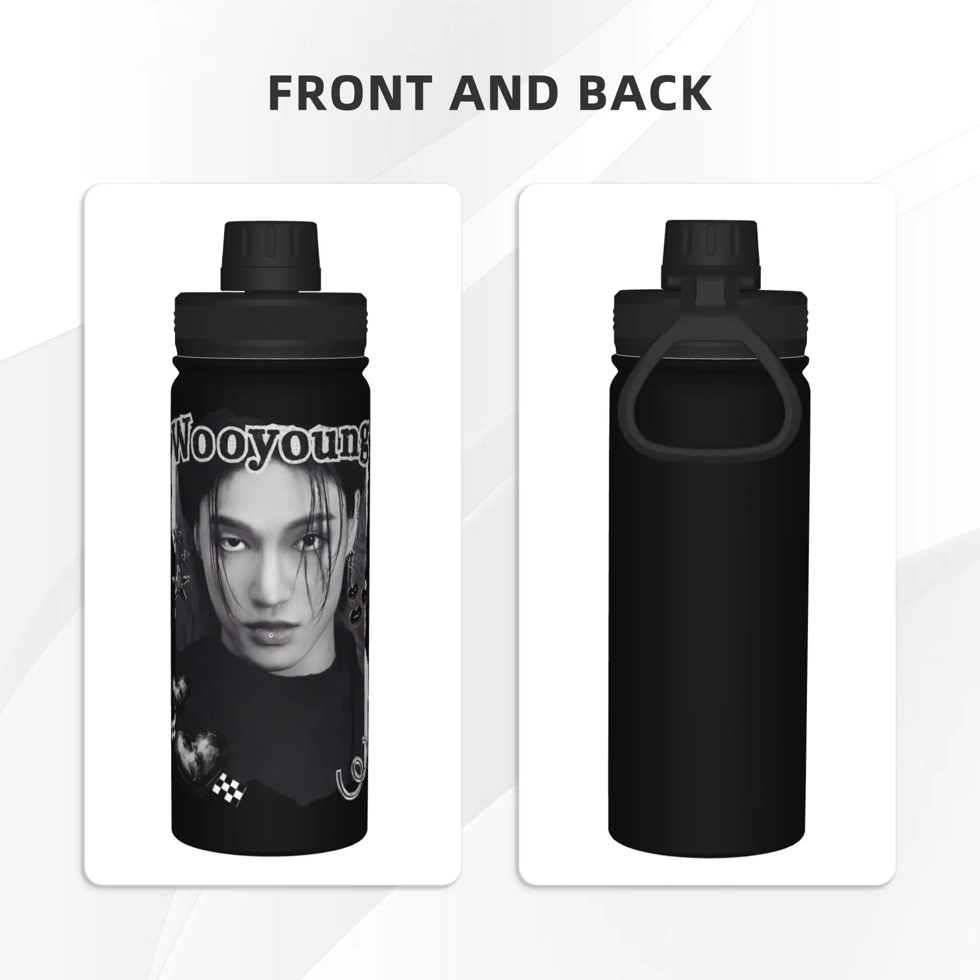 Kpop Boy Group A-Ateez Wooyoung 18OZ Sports Insulated Kettle  Coffee Cups Stainless Steel School Mugs Water Bottle