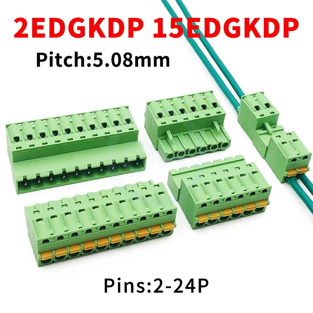 

(5/10 PCS) KF2EDGKDP 5.08 мм беспаяный безвинтовой 15EDGKDP 2EDGKD 5.08 пружинный нагруженный Push-Pull клеммные блоки набор 2P-24Pin
