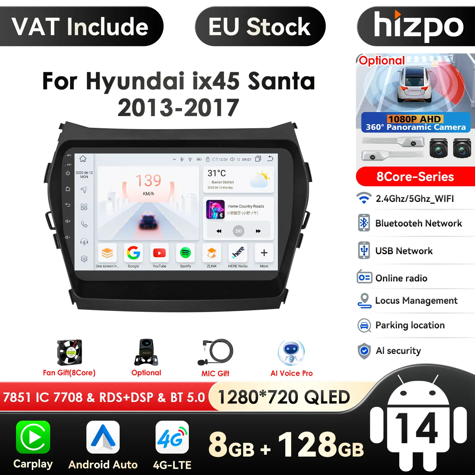 Transforme a Experiência de Dirigir no seu Hyundai Santa Fe com a Rádio Android 14 Hizpo: Uma Análise Profunda e Prática