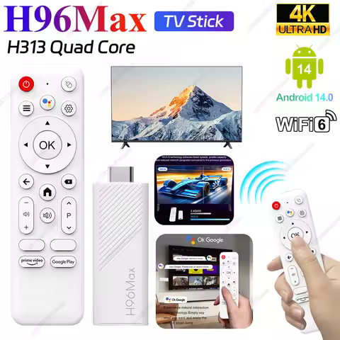 H96Max TV Box with Remote Android14 2GB 16GB 8GB Wifi6 Bluetooth 5.0 4K HD Voice Media Player TV Dongle Allwinner H313 Quad Core