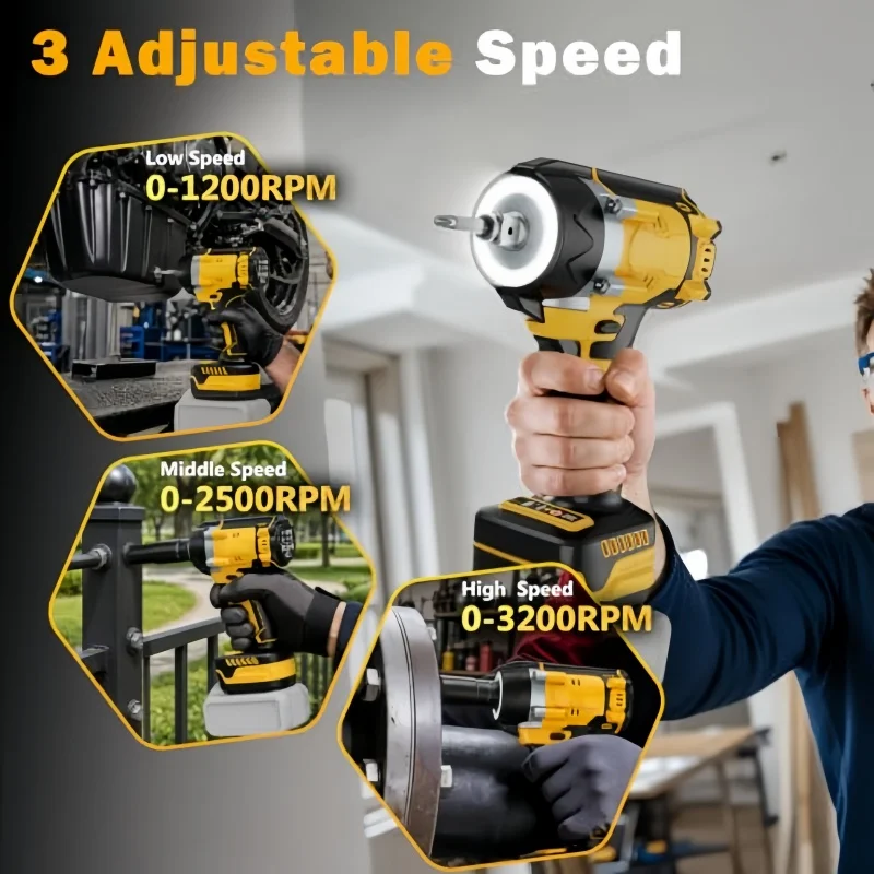 For Dewalt 20v Battery Cordless Brushless 700 N.M High Torque Impact Wrench 1/2Inch Power Tools