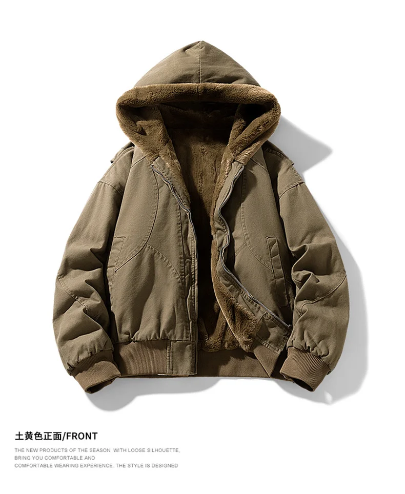 Winter Men Thickened Cotton Jacket Fleece Windproof Warm Coat Outdoor Sports Parka Military Windproof Hooded Jackets 18598