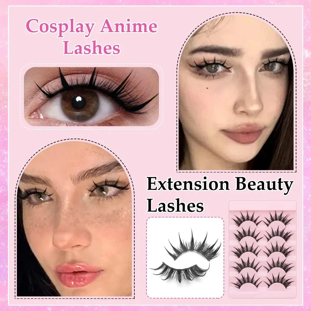 Wispy Fluffy False Eyelashes Soft Band Handmade Craft Thai Wet Eyelashes Reusable Thick Long 3D Faux Mink Eyelashes