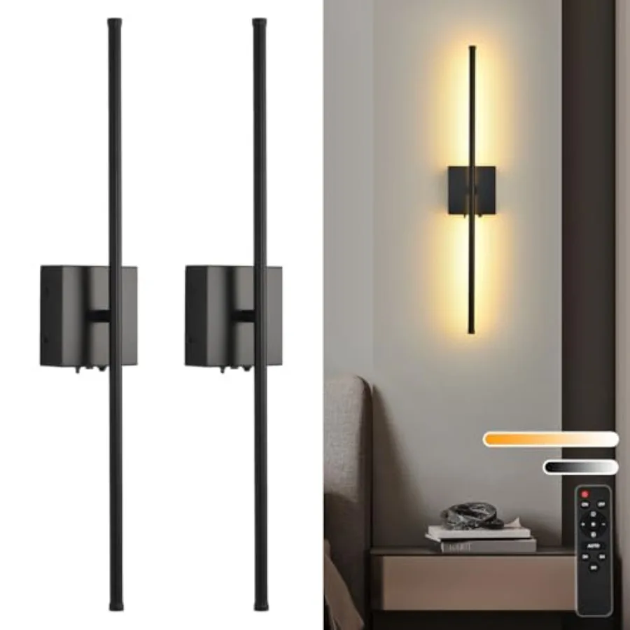 Battery Operated Wall Sconces with Remote Control, 11000mAh LED Wireless Rechargeable Wall Lights, 350°Rotate Dimmable Wall Lam