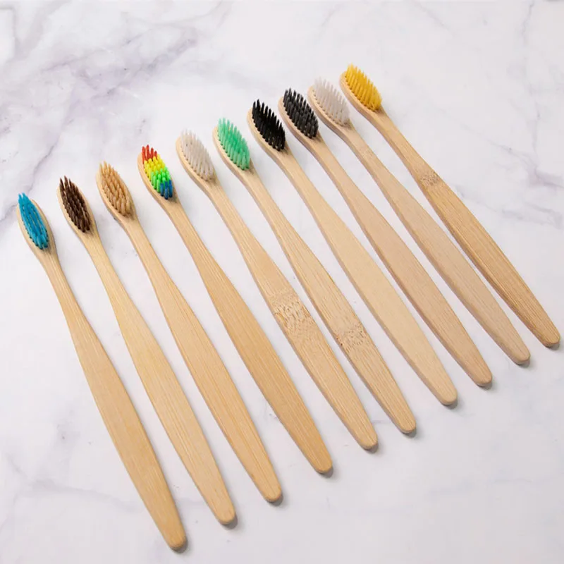 5 Pcs Colorful Natural Bamboo Toothbrush Set Soft Bristle Charcoal Teeth Whitening Bamboo Toothbrushes Soft Dental Oral Care