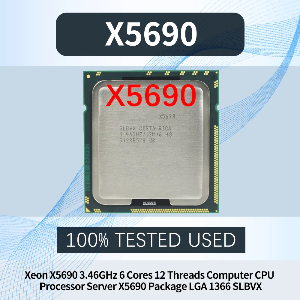 Procesador de CPU para Computadora Xeon X5690 de 3.46GHz, 6 Núcleos, 12 Subprocesos, Paquete X5690, LGA 1366 SLBVX