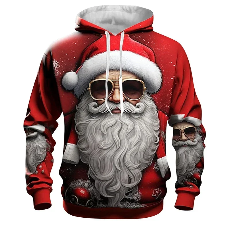 Funny Christmas Hoodies Santa Claus 3D Print Men Women New Hooded Sweatshirts Casual Oversized Hoody Pullover Kids Tops Clothing