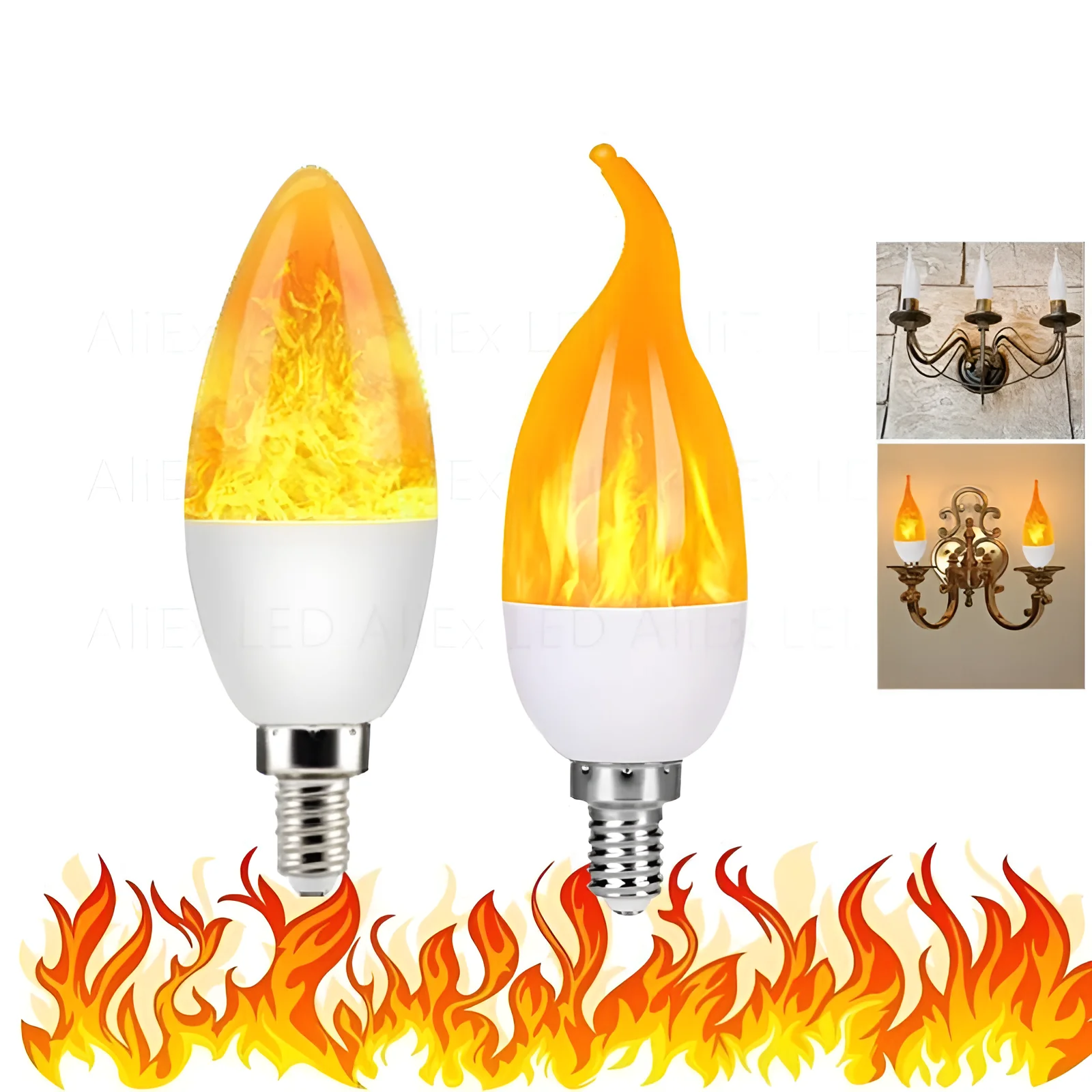 USB LED E27 Flame Bulb Fire E14 lamp Corn Bulb Flickering LED Light Dynamic Flame Effect 3W 5W 7W 9W 110V-220v for Home Lighting