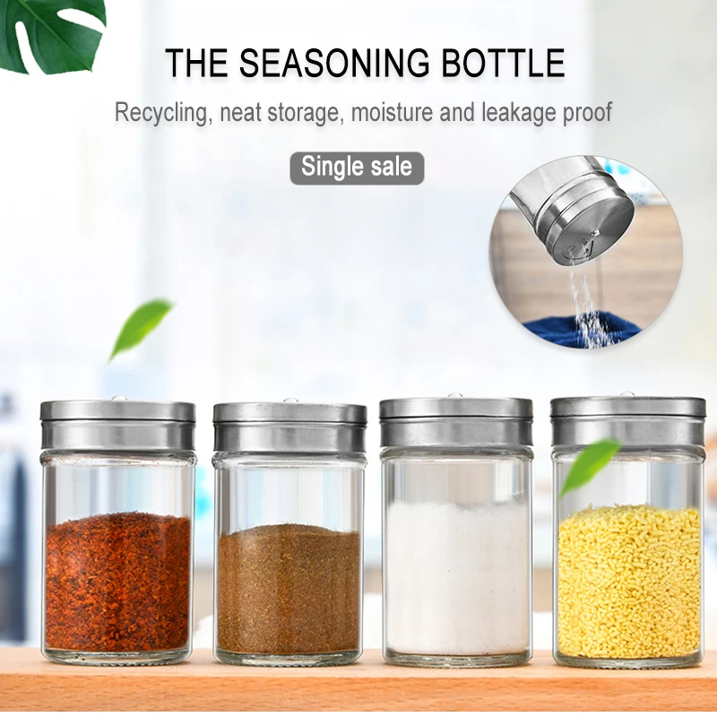 Frascos de vidrio para especias, botella de condimento de cocina para hierbas, especias, pimentón, sal, azúcar, contenedor de especias de vidrio de 3oz, suministros de cocina, 1 Uds.