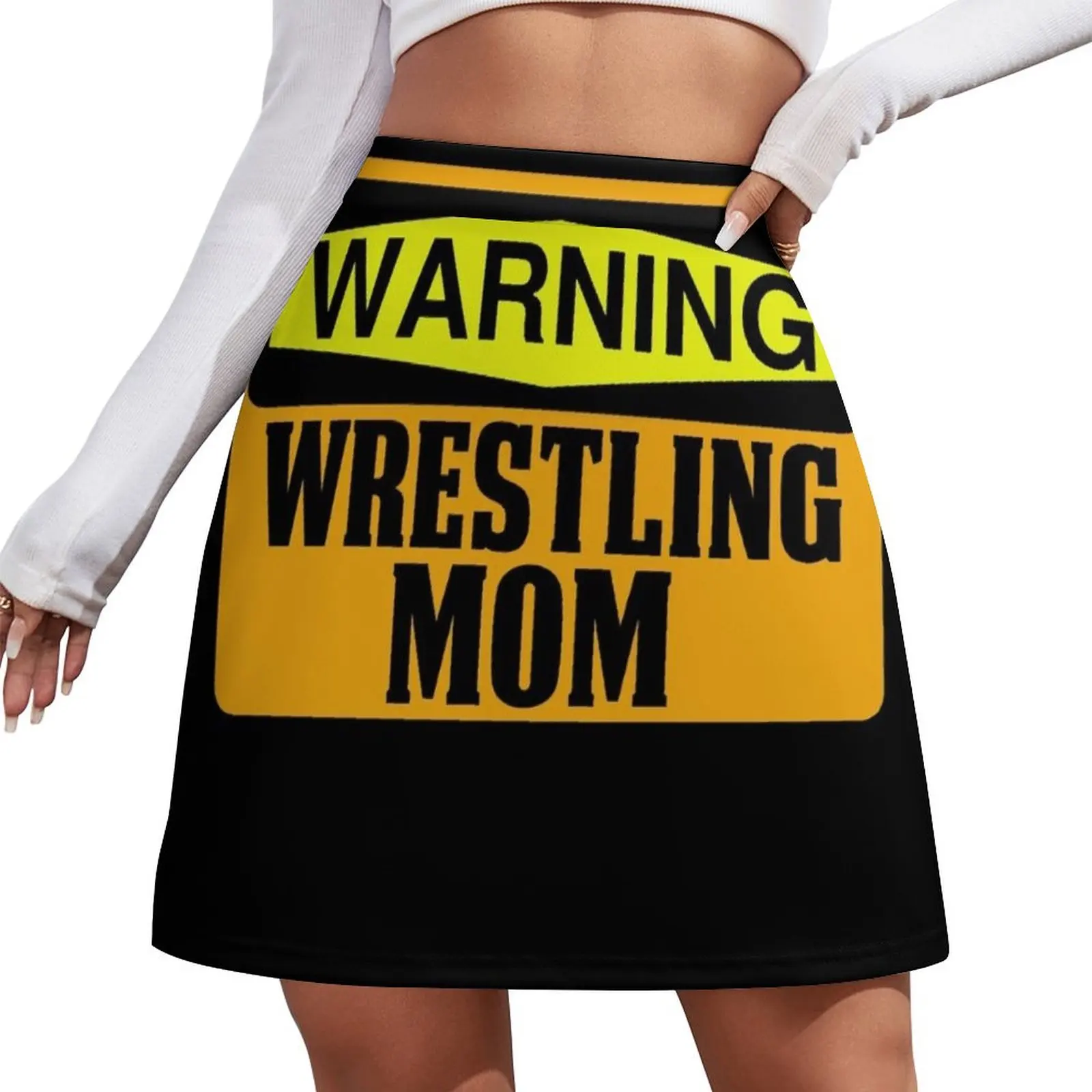 Funny Wrestling Design Warning Wrestling Mom Orange yellow Mini Skirt modest skirts for women clothes for women Mini Skirt