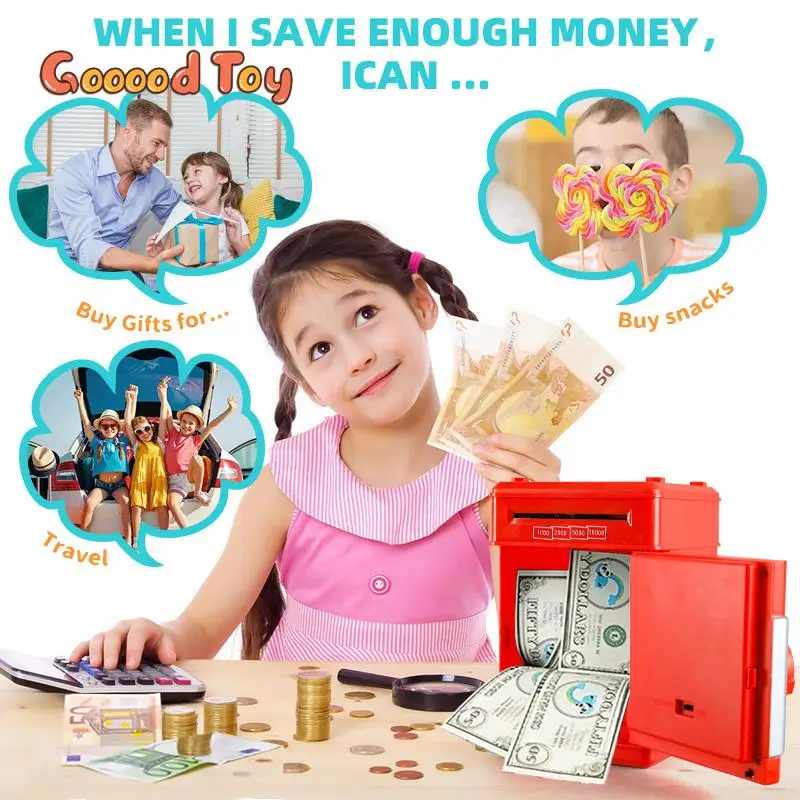 Electronic Money Box Piggy Bank To Save Cash Coins Saving Box Atm Bank Moneybox Automatic Deposit Banknote Christmas Gift Toys