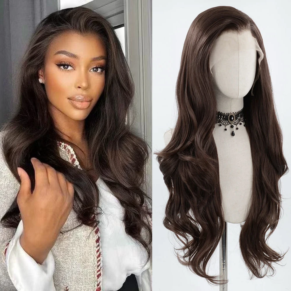 Webster Long Body Wave 13X4 วิกผมสังเคราะห์ลูกไม้ด้านหน้าด้านหน้าสีดําสีส้ม Ombre Wavy Lace ด้านหน้า Wigs สําหรับผู้หญิงสีดําธรรมชาติ