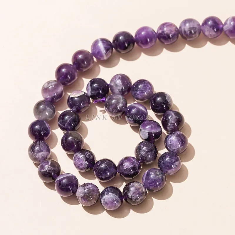 Natürliche dunkel violette Traum Amethyste Perlen lose Abstand halter 4 6 8 10 12mm Heils tein für Schmuck machen DIY Armband Zubehör – Detail 6