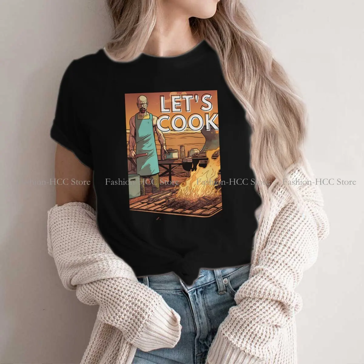 Walter White Heisenberg Quote Lets Cook Round Collar TShirt Breaking Bad Classic T Shirt Woman's Clothes New Design