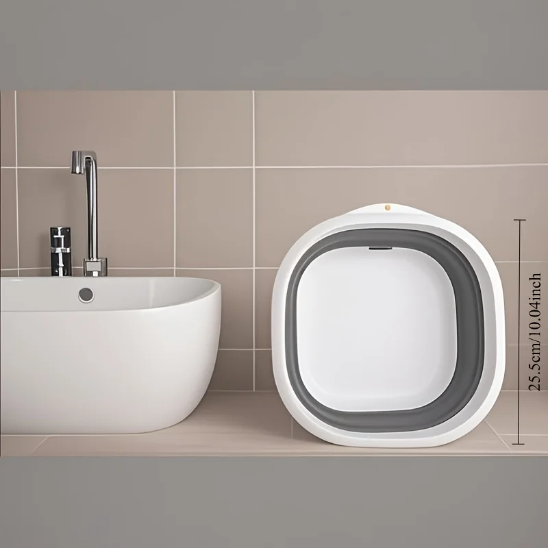 قطعة واحدة - حوض متعدد الوظائف قابل للطي - تصميم موفر للمساحة، مناسب للأنشطة الخارجية والاستخدام المنزلي في الحمام