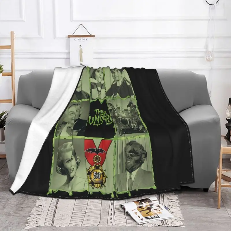 The Munsters Blocks Tv Lily Herman Eddie Black Blanket Sheet Textile Sofa Cover Skin Friendly Machine Washable