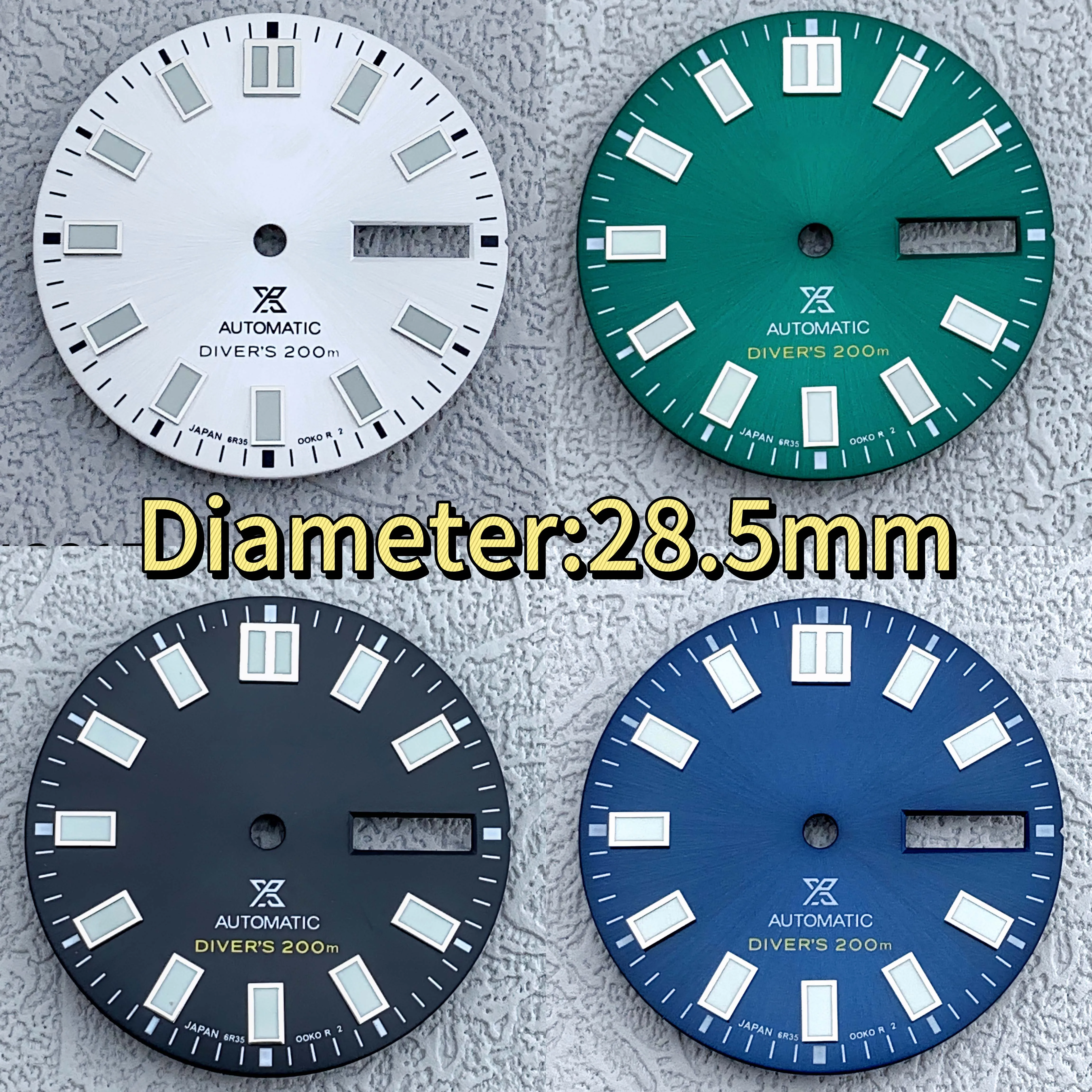 

28.5mm dial BGW luminous dial dual calendar diving mechanical watch parts, suitable for NH36 movement men's watch accessories