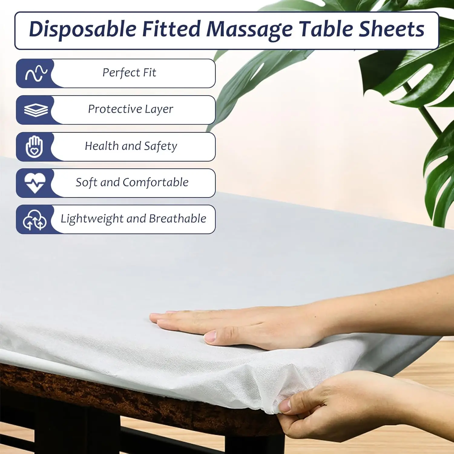 30PCS Disposable Fitted Massage Table Sheets, Heavy Duty Elastic Disposable Bed Cover, Breathable Fitted Sheets for Spa Salon