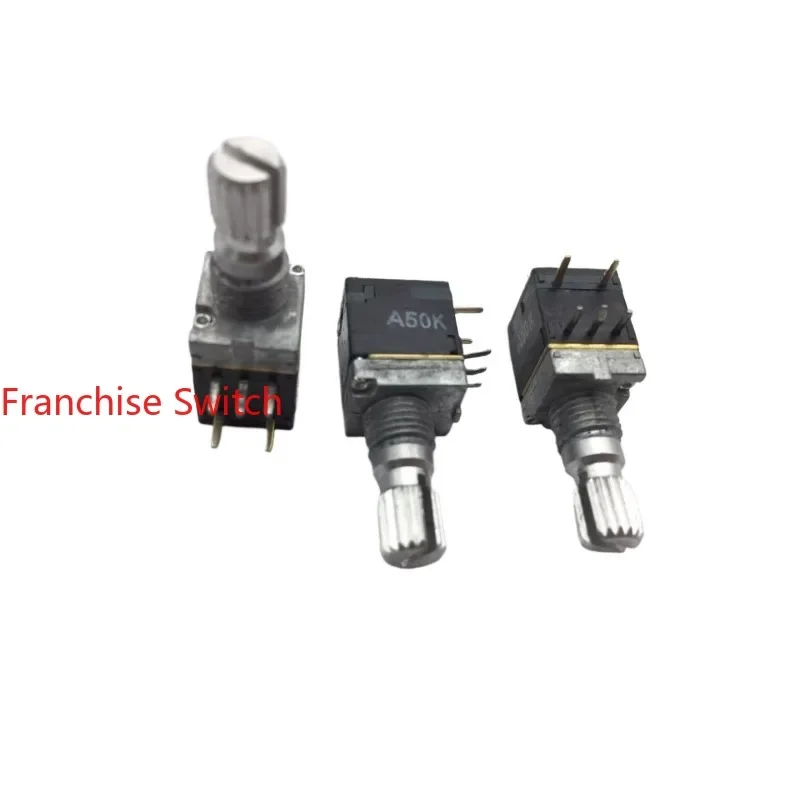 30PCS Precision Single Potentiometer With Switch A50K Shaft Length 15MM Serrated