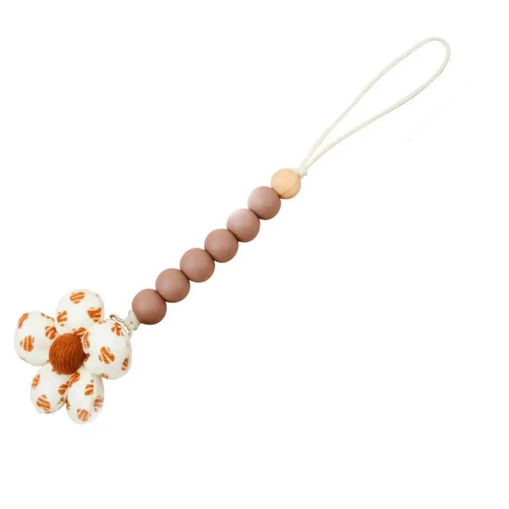 Anti-lost Cartoon Flower Baby Pacifier Chain Wood Silicone Bead Soother Holder Adjustable Removable Nipple Holder Clips Children