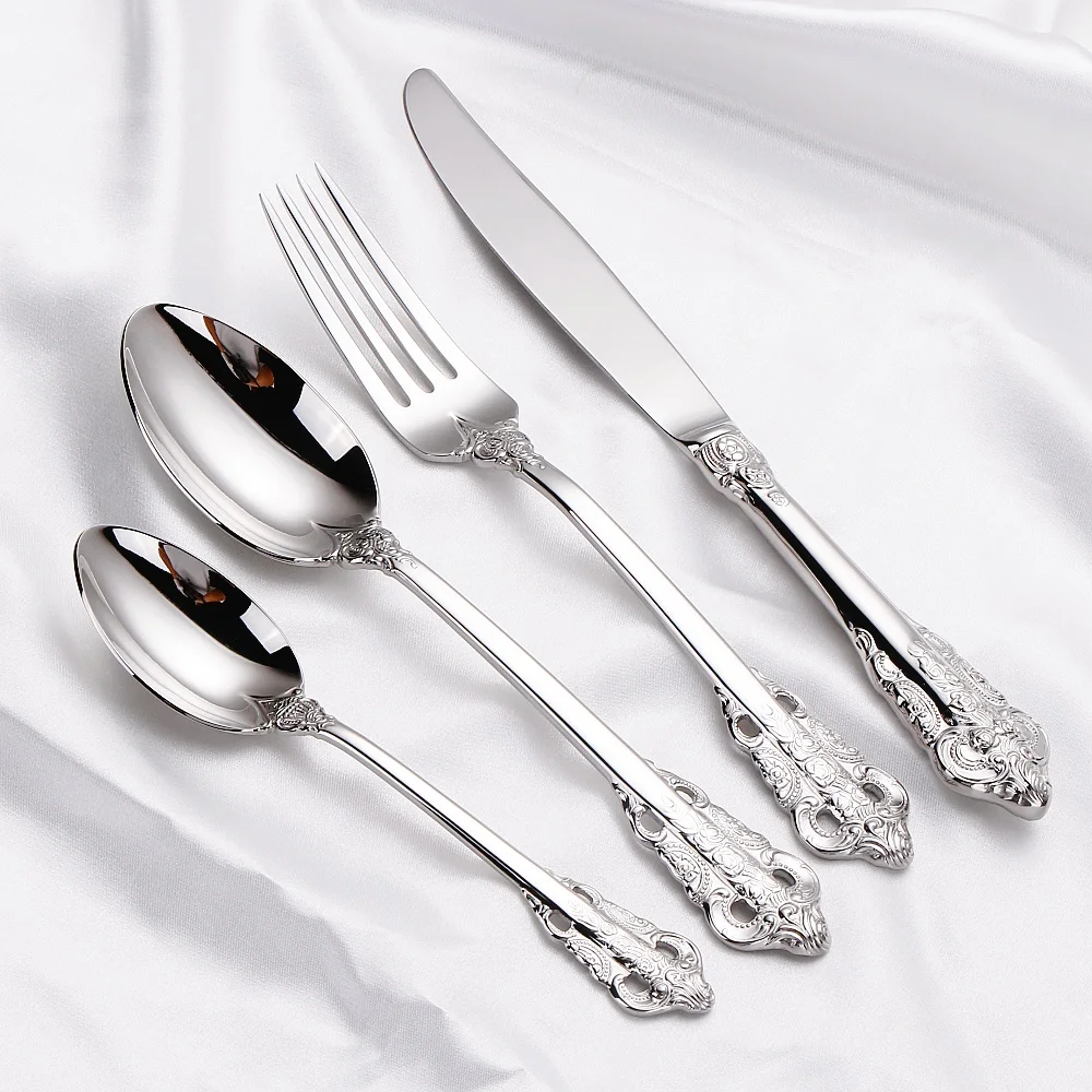 4/8/12/16/20/24 PCS Gold 18-10 Stainless Steel Flatware Set Unique Cutlery Set Wedding Tableware Fork Spoon Knives Silverware