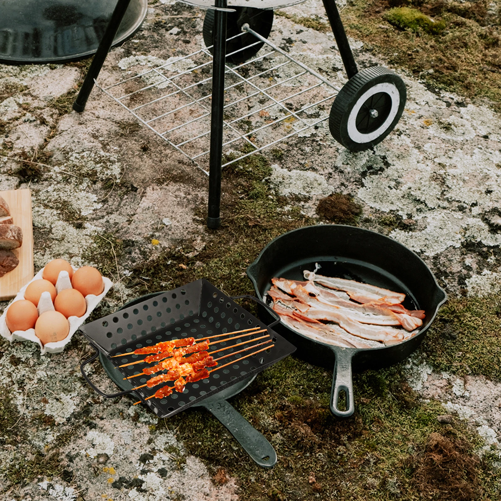

Очень большая гриль-плита для барбекю с антипригарной поверхностью для жарки мяса и овощей, портативная сковорода для гриля для семейных сборов