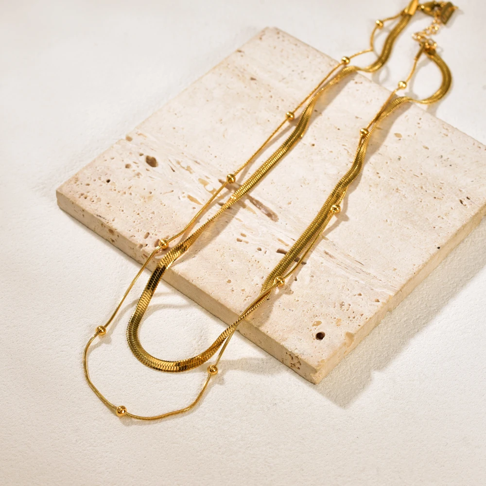 L68 Luxury Gold Plated Multi-layer Beads Necklace 4