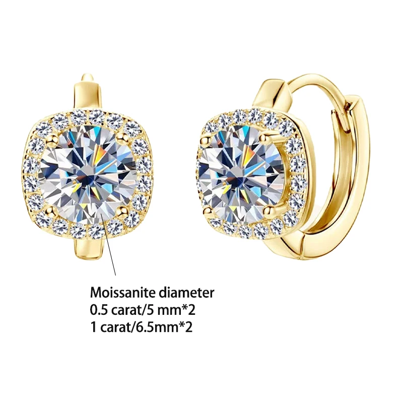 أقراط مويسانيتي من الفضة الإسترليني عيار 925: بسيطة، أنيقة، أنيقة، عالية الجودة، مناسبة لكل من الرجال والنساء